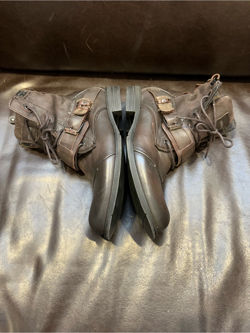 Brown Leather Lace-Up Boots - US7.5 combat boot | Bunker Booty | fall boot